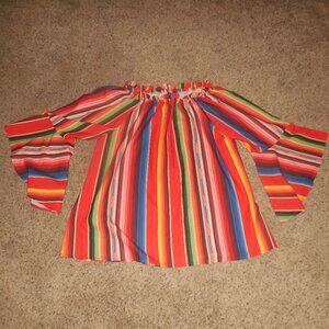 Fashion Express Serape Bell Sleeve Western Top XL`